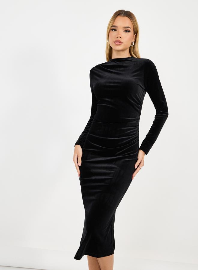 ستايلي فستان ميدي بديكون بأكمام طويلة - Image 5