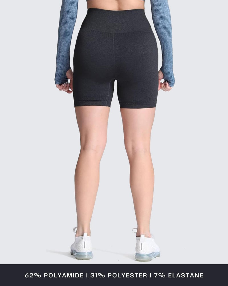 Aoxjox Seamless Workout Biker Shorts for Women High Waisted Exercise Athletic Gym Booty Running Yoga Short 5" (Black Marl New, Small) - Image 3