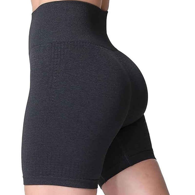 Aoxjox Seamless Workout Biker Shorts for Women High Waisted Exercise Athletic Gym Booty Running Yoga Short 5" (Black Marl New, Small) - Image 1