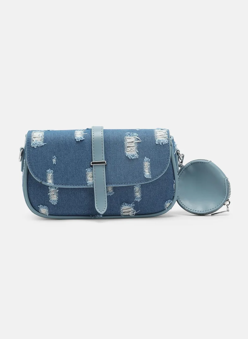 Haute Sauce  Distressed Flap Crossbody Bag for Women | Best Price UAE