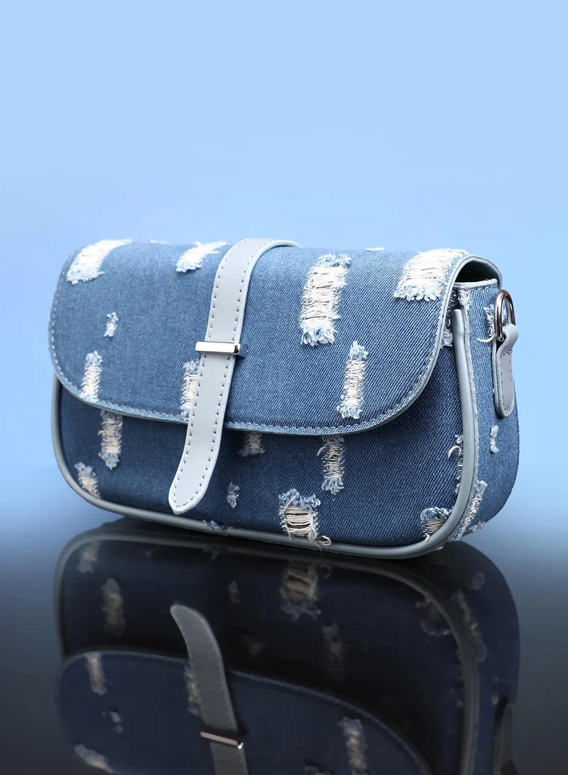 Distressed Flap Crossbody Bag
