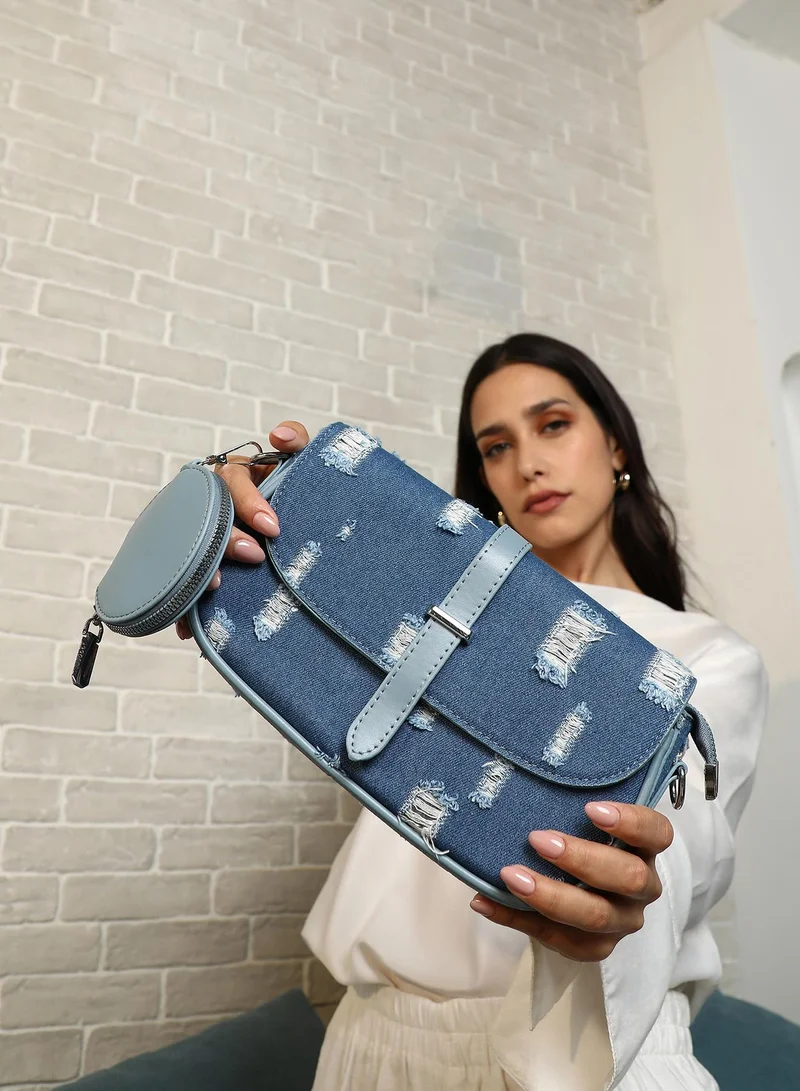 Haute Sauce  Distressed Flap Crossbody Bag for Women | Best Price UAE