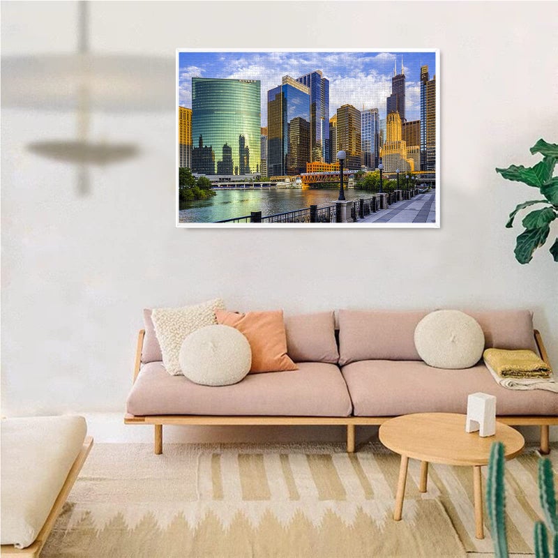 Buhoet Jigsaw Puzzle 1000 Piece Chicago City Illinois Buildings Classic Puzzle DIY Kit Wooden Toy Unique Gift Home Decor - Image 2
