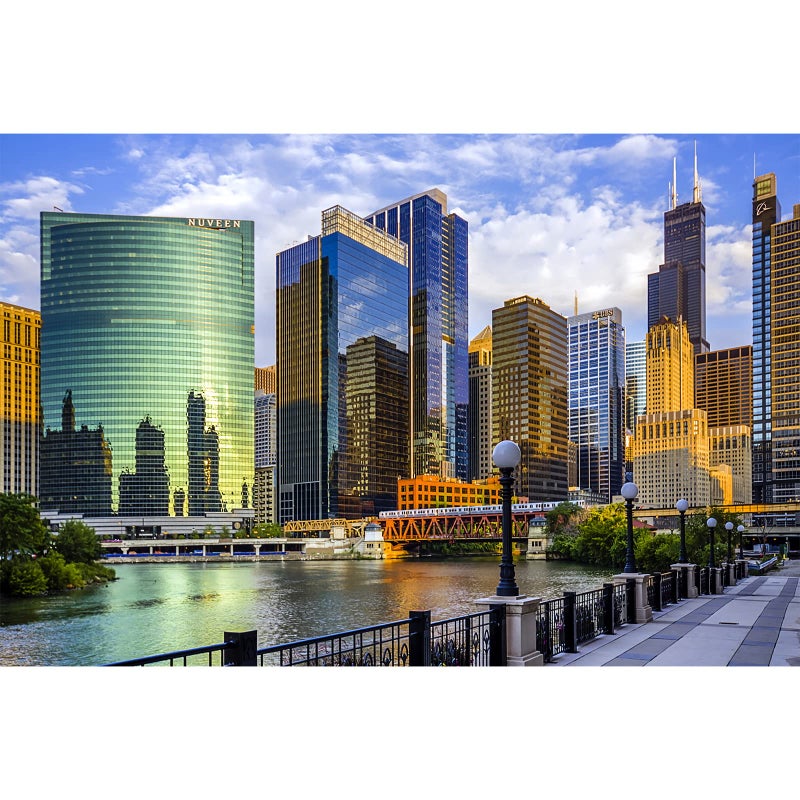 Buhoet Jigsaw Puzzle 1000 Piece Chicago City Illinois Buildings Classic Puzzle DIY Kit Wooden Toy Unique Gift Home Decor - Image 1