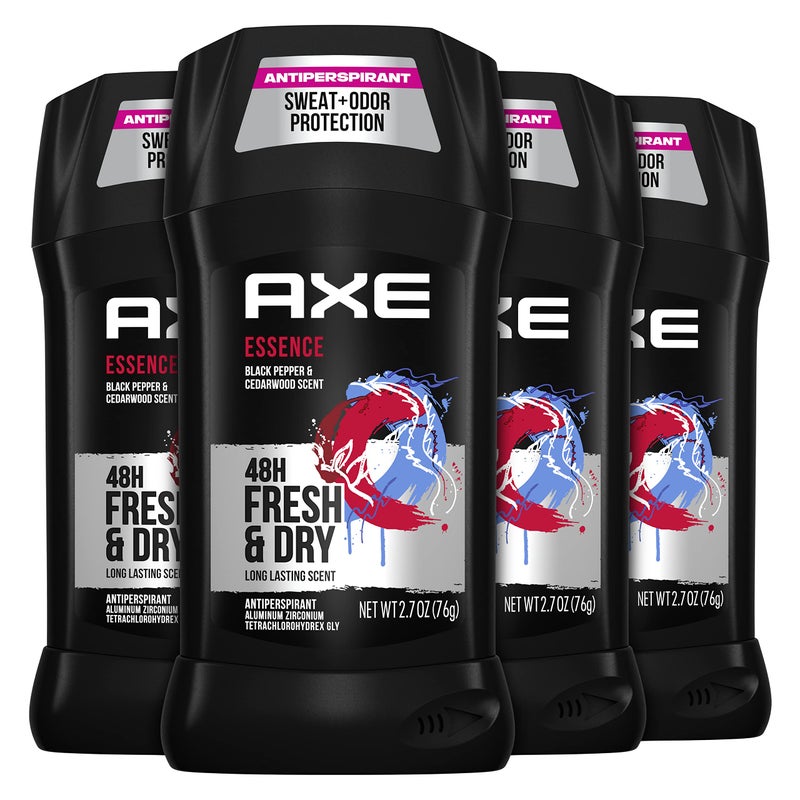 AXE Antiperspirant Deodorant for Men Essence 4 Count 48H Sweat & Odor Protection for Long Lasting Freshness, Black Pepper & Cedarwood 48 Hour Anti Sweat Mens Deodorant 2.7 oz - Image 1
