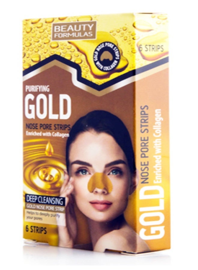BEAUTY FORMULAS Purifying Gold Nose Pore Strips - Deep Cleansing 6pcs