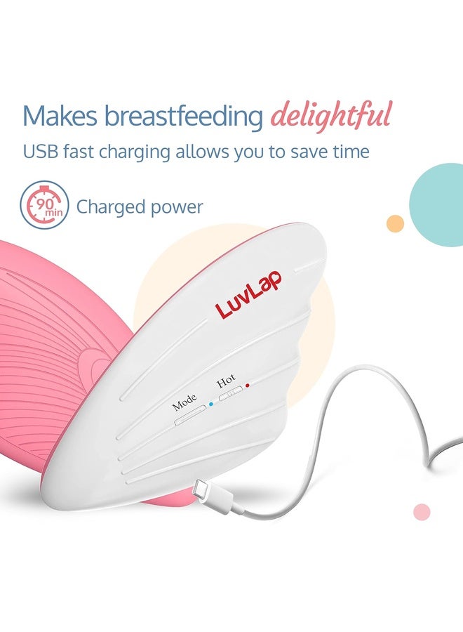 Luvlap 2-in-1 Warming Lactation Breast Massager, Pain relief with 3-level heat & 6-level vibration adjustment, for Breastfeeding, Pumping, Clears Clogged Ducts, Engorgement, Waterproof, White & Pink - Image 5