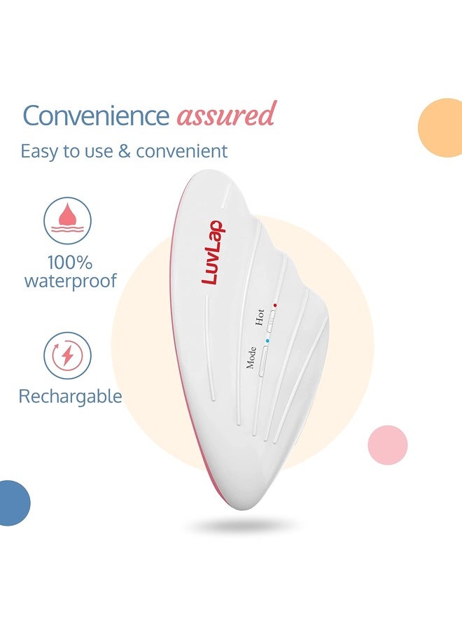Luvlap 2-in-1 Warming Lactation Breast Massager, Pain relief with 3-level heat & 6-level vibration adjustment, for Breastfeeding, Pumping, Clears Clogged Ducts, Engorgement, Waterproof, White & Pink - Image 3
