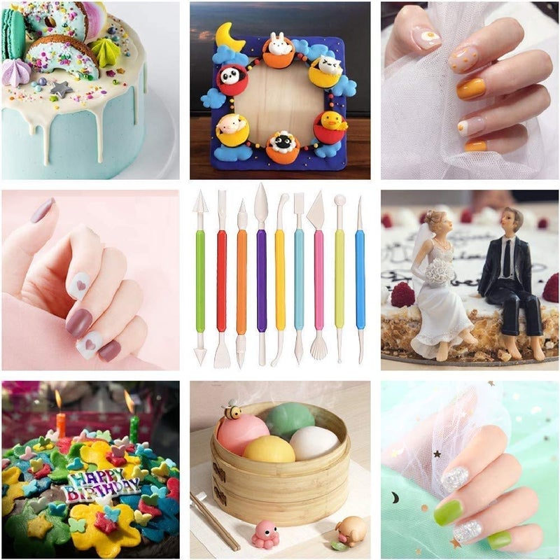 NIDY 24Pcs Kitchen Art Craft Essentials Measuring Cups Spoons Set Egg Yoke Separator Nail Art Carving Tool Cake Scraper Smoother Dough Cutter Silicone Food Writing Pen Silicone Oil Brush - Image 2