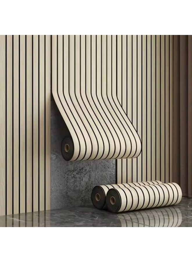 Peel and Stick Wallpaper Light Brown Grid Faux Plaid Design Waterproof for Walls & Ceilings - Image 1