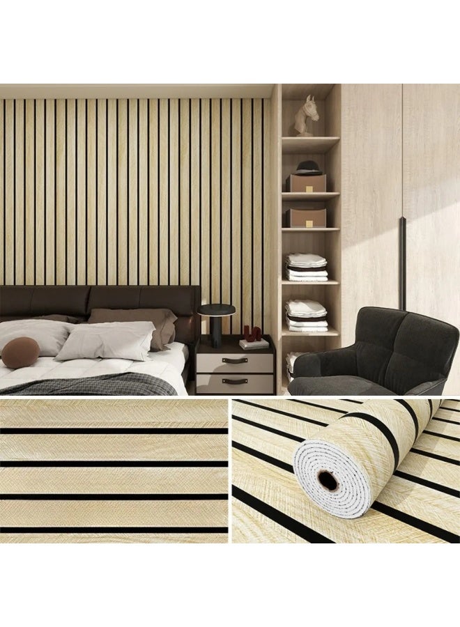 Peel and Stick Wallpaper Light Brown Grid Faux Plaid Design Waterproof for Walls & Ceilings - Image 3