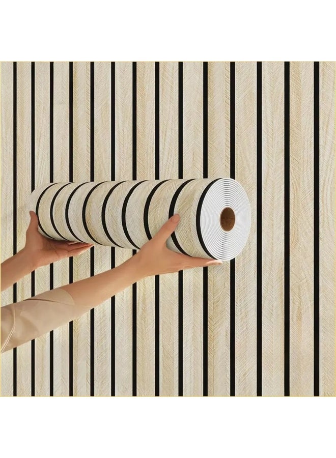 Peel and Stick Wallpaper Light Brown Grid Faux Plaid Design Waterproof for Walls & Ceilings - Image 5