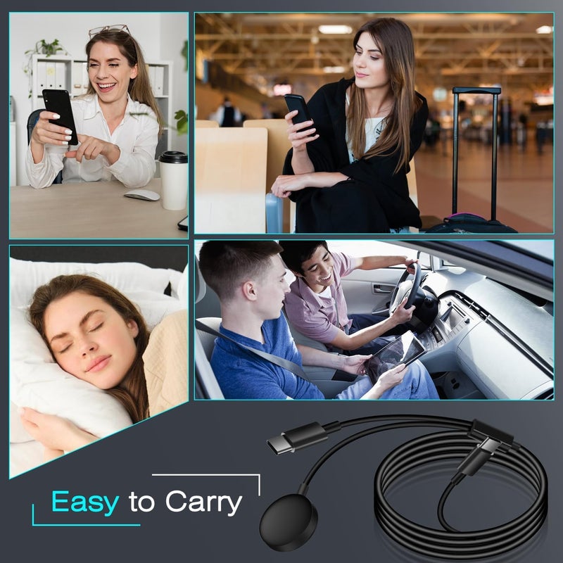 DuoCaiBao Galaxy Watch Charger Compatible Galaxy Watch 8/7/6/6 Classic/5 Pro/5/4 Classic/3 Active2/1, 2-in-1 USB C Fast Charging Cable, 25W Super Fast Charger for Galaxy S25/24/23/iPhone 16/15(5FT) - Image 5