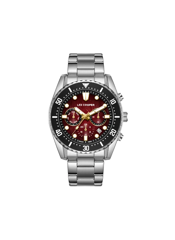 Lee Cooper LEE COOPER LC08101.380 Men's Multi Function Display Watch & Metal Strap Silver