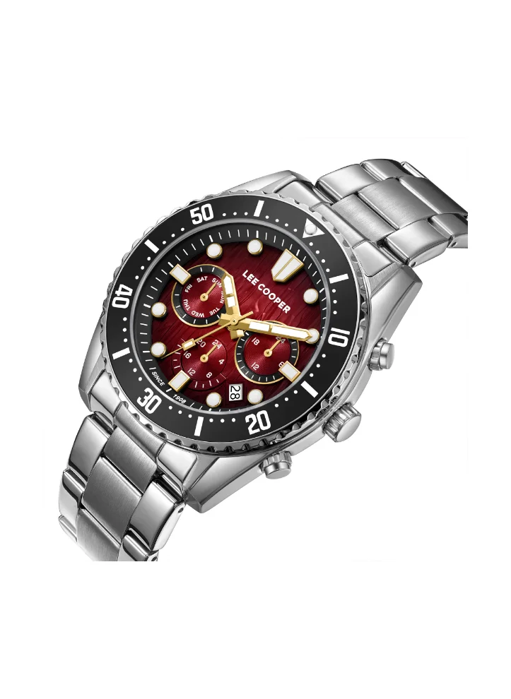 Lee Cooper LEE COOPER LC08101.380 Men's Multi Function Display Watch & Metal Strap Silver