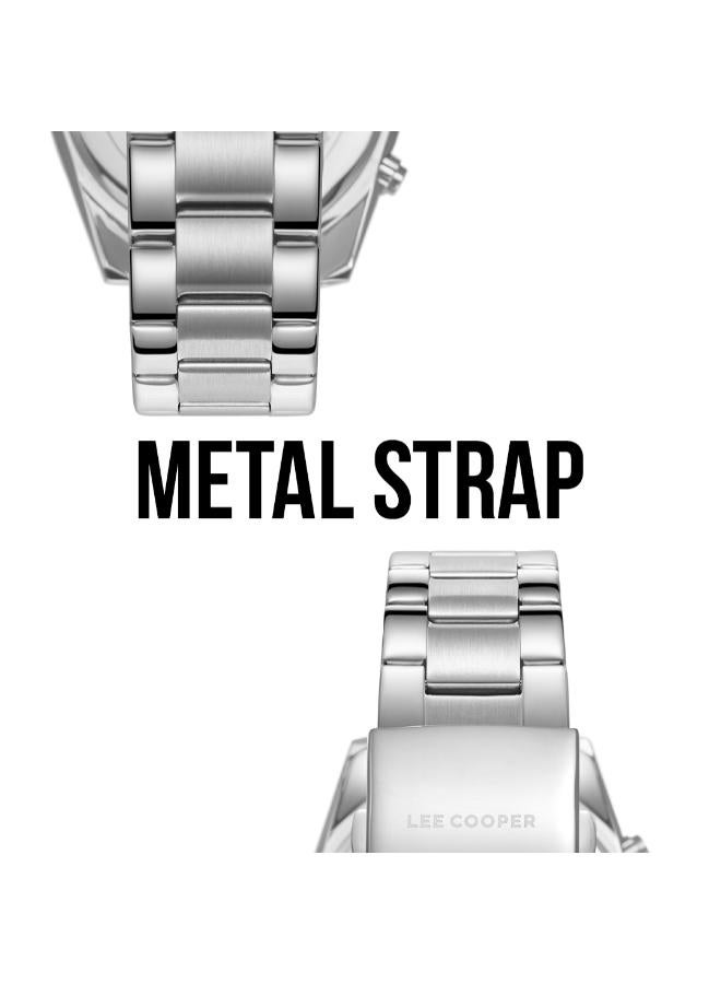 لي كوبر ساعة لي كوبر للرجال بشاشة متعددة الوظائف وسوار معدني فضي - Image 2