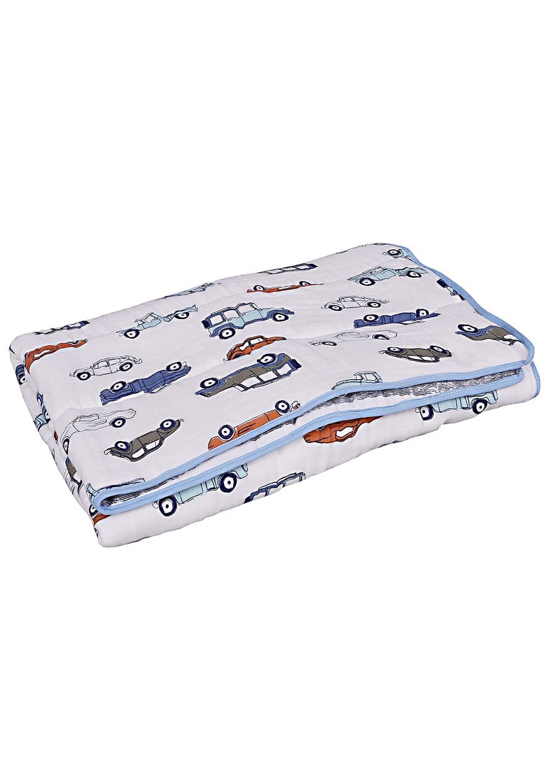 MOM'S HOME MOM'S HOME Organic Cotton Quilt Reversible Blanket (110 x 120 cm; 0-3 Years) - Car  - Image 2