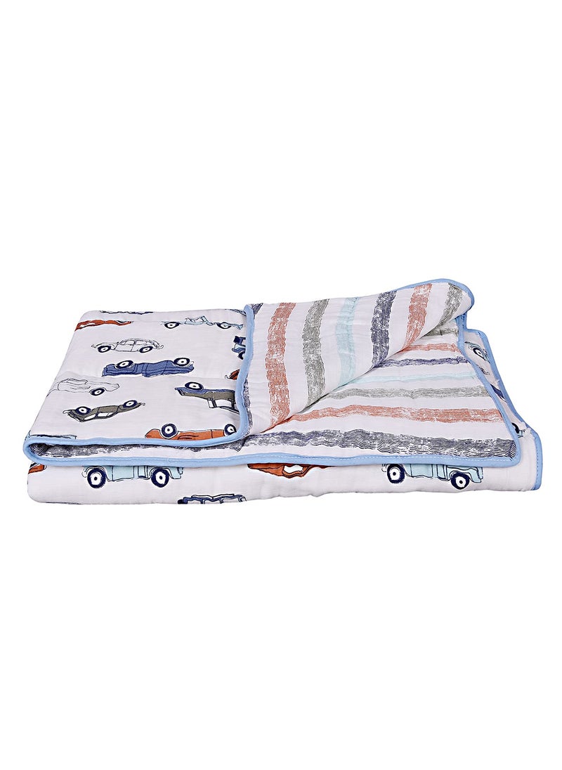 MOM'S HOME MOM'S HOME Organic Cotton Quilt Reversible Blanket (110 x 120 cm; 0-3 Years) - Car  - Image 3