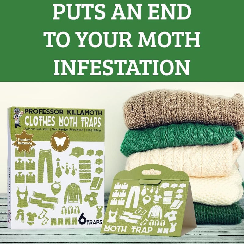 Professor Killamoth Triple Strength Clothes Moth Traps – Safe, Non-Toxic Closet Moth Prevention for Clothes & Wool – Pheromone Traps for House & Wardrobe Protection – 6 Pack - Image 3