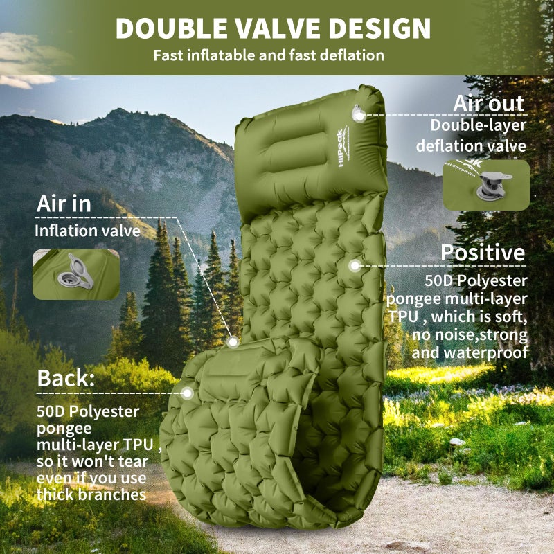 HiiPeak Sleeping Pad for Camping- Ultralight Inflatable Sleeping Mat with Built-in Foot Pump & Pillow, Upgraded Compact Camping Air Mattress for Tent, Backpacking, Hiking - Image 5