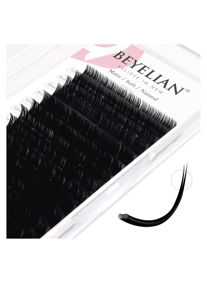 BEYELIAN Flat Eyelash Extension, Ellipse Lash Extensions 0.20 D+ Curl 7-15mm 16 Rows Matte Black Eyelash Extension Supplies Classic Lash Extensions Individual Eyelashes Salon Use - Image 1