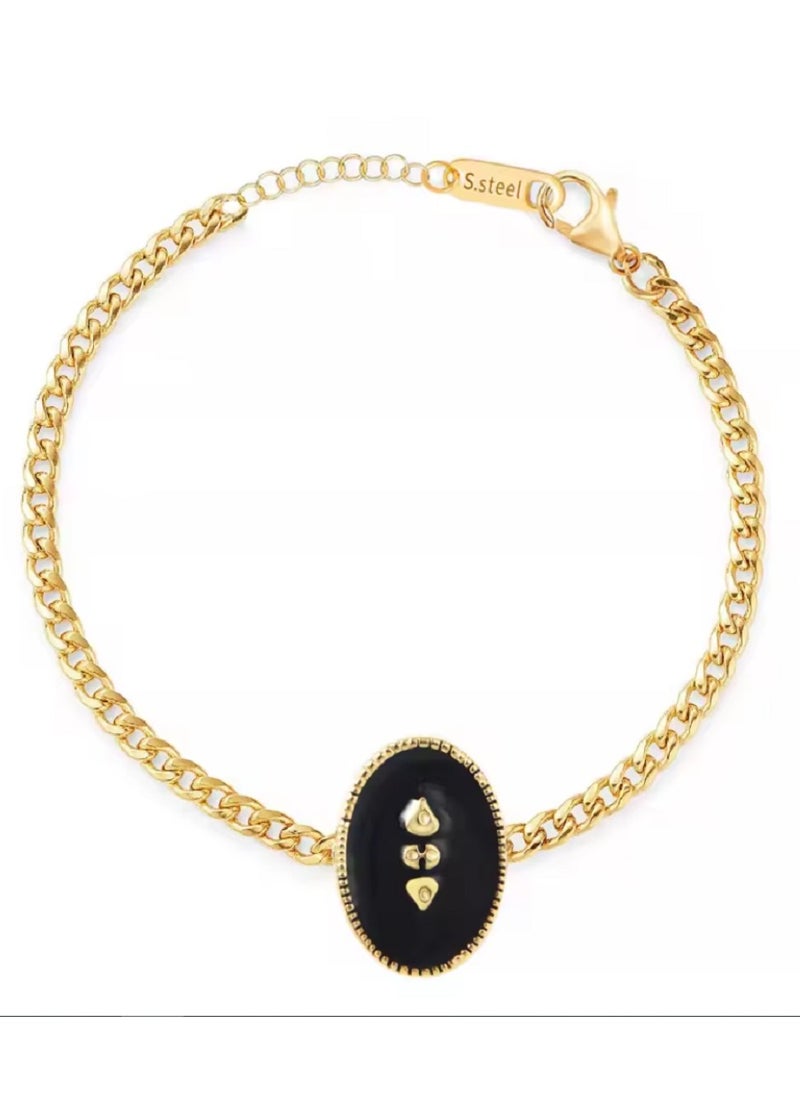 Ward Women's Delicate Bracelet with Black Stone in the Center Made of Stainless Steel  - Image 1