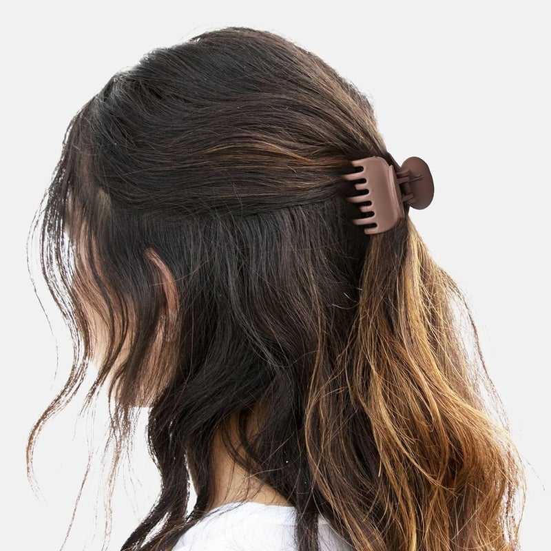 DEEKA Hair Clips Small Claw Clips for Thin Hair 6 Pack Double Row Teeth 1.6" Medium Matte Non-slip Short Hair Accessories for Women and Girls -Brown - Image 5