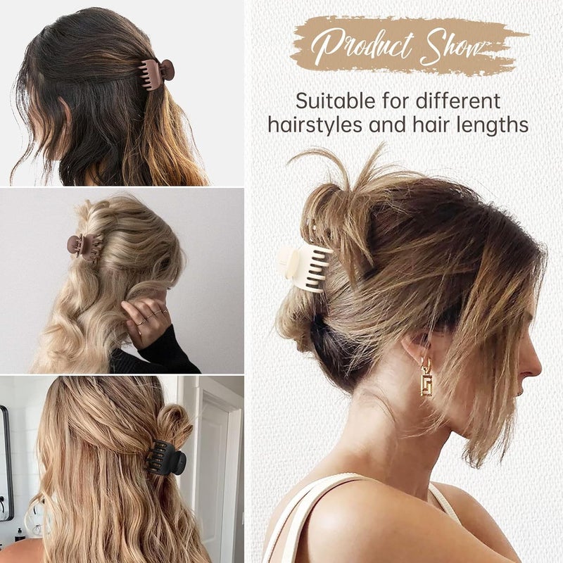 DEEKA Hair Clips Small Claw Clips for Thin Hair 6 Pack Double Row Teeth 1.6" Medium Matte Non-slip Short Hair Accessories for Women and Girls -Brown - Image 3