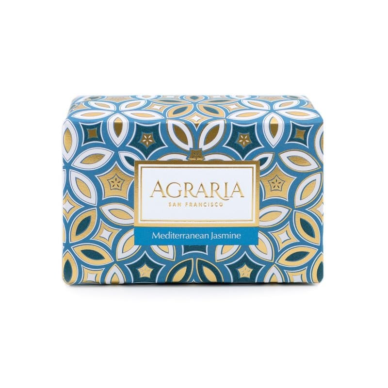 AGRARIA Luxury Bath Mediterranean Jasmine Soap French Triple Milled Soap Moisturizing Shea Butter Kukui Oil Infused Gift for Men and Women 8 oz - Image 1