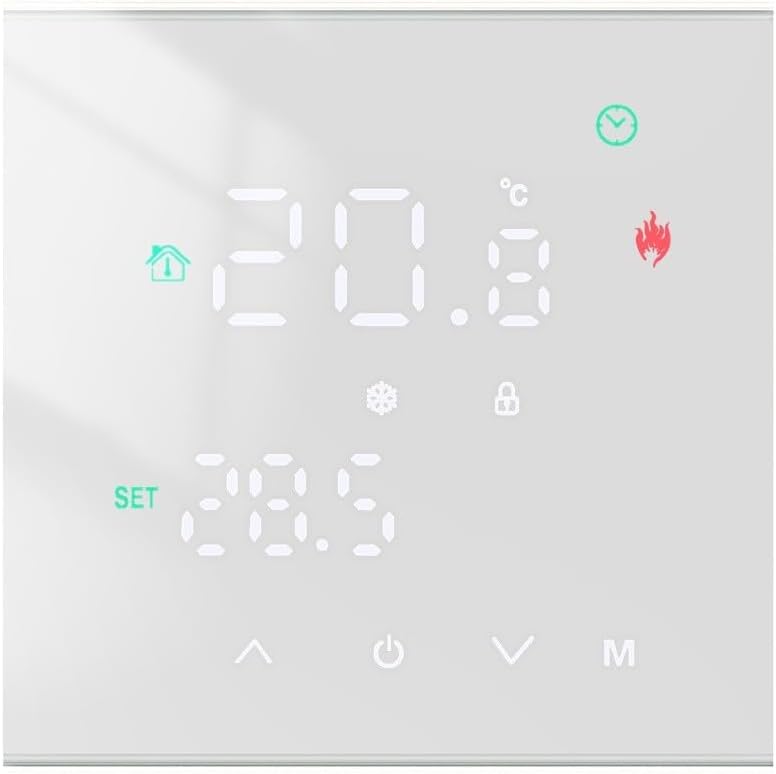 Programmable Thermostat LCD Touch Display Dual Sensor For Floor Heating And Boiler GB White - Image 2