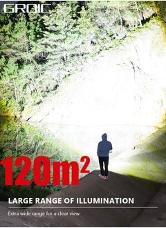 GROIC LED Rechargeable Headlamp, Headlight 9000 Lumens Super Bright with 3 Modes Warning Light, Motion Sensor Adjustable Headband Head Lamp, Adjustable for Adult Outdoor Camping Running Cycling  - Image 4