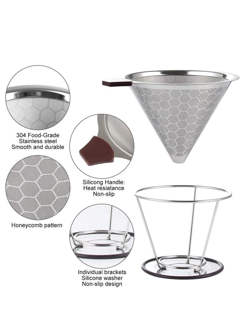 LIMOS Stainless Steel Honeycomb Coffee Filter with Stand - Reusable and Removable for Easy Cleaning  - Image 3