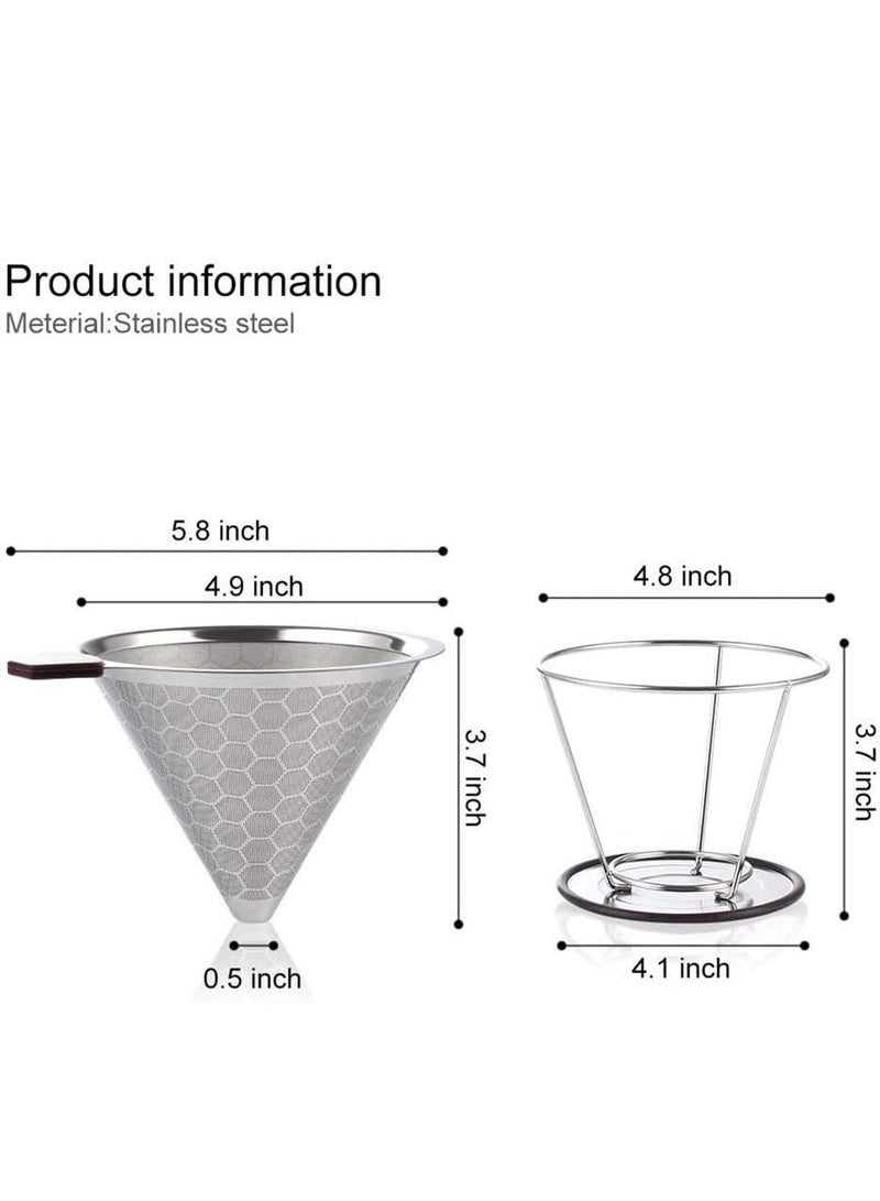 LIMOS Stainless Steel Honeycomb Coffee Filter with Stand - Reusable and Removable for Easy Cleaning  - Image 2