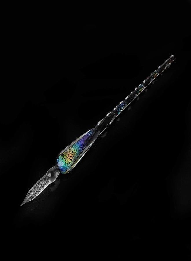 Molshine Handmade Glass Dip Pen Crystal Glass Pen Calligraphy Signature Pen Business Present-(black colorful) - Image 3