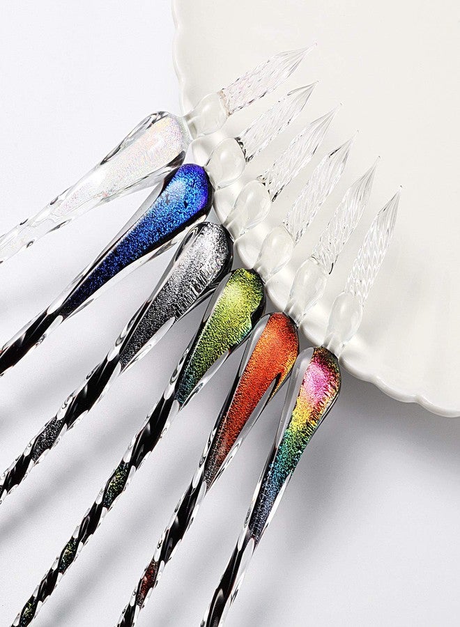 Molshine Handmade Glass Dip Pen Crystal Glass Pen Calligraphy Signature Pen Business Present-(black colorful) - Image 5