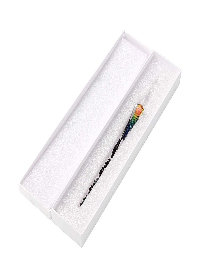Molshine Handmade Glass Dip Pen Crystal Glass Pen Calligraphy Signature Pen Business Present-(black colorful) - Image 4