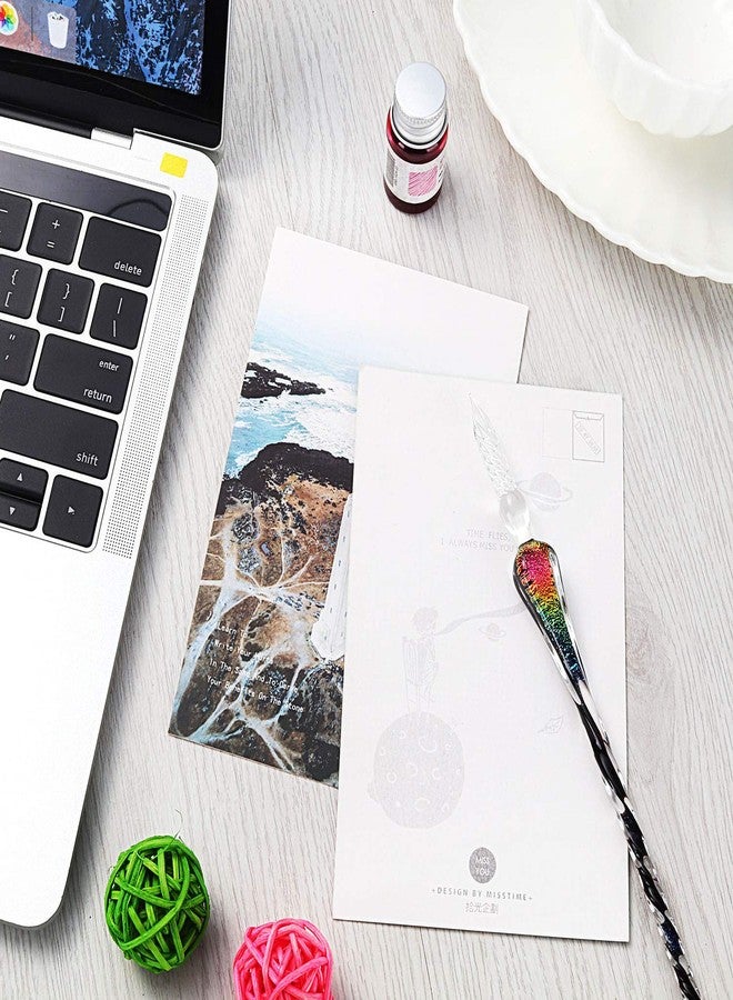 Molshine Handmade Glass Dip Pen Crystal Glass Pen Calligraphy Signature Pen Business Present-(black colorful) - Image 2
