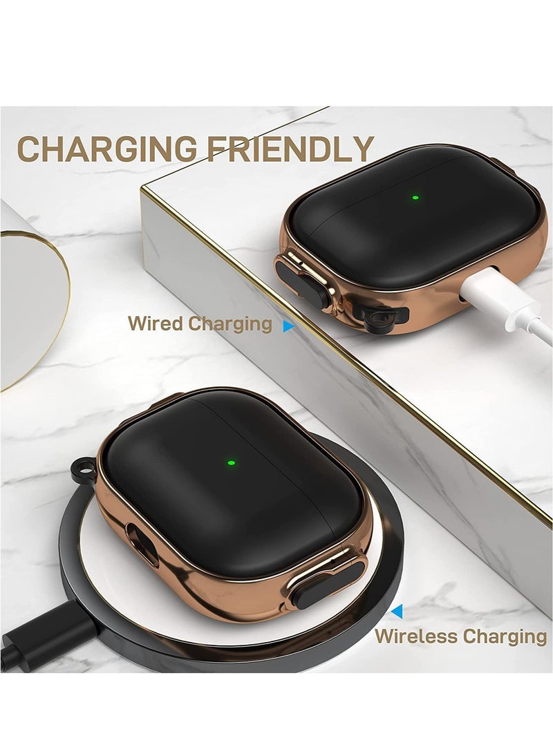 ELTRAZONE Electroplated Case for AirPods Pro 2nd generation 2022, Dual Side Secure Lock Full Body Shockproof Hard Shell Protective Case Cover with Keychain for AirPods Pro 2 (Black) - Image 2