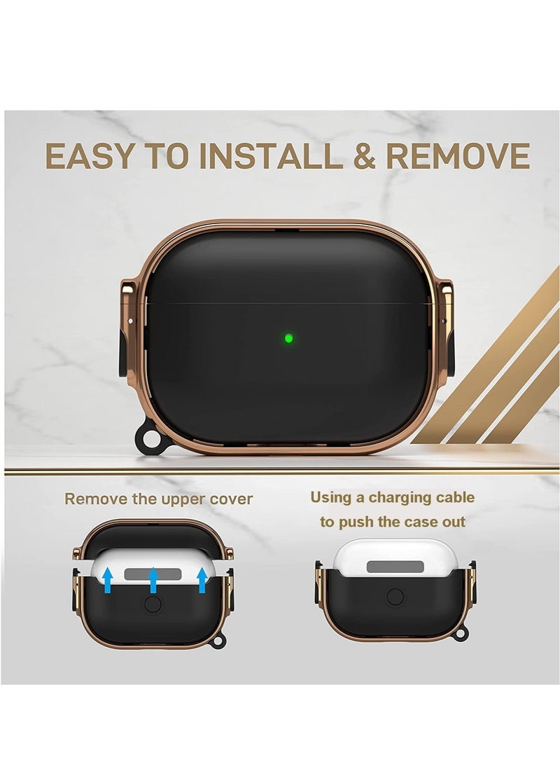 ELTRAZONE Electroplated Case for AirPods Pro 2nd generation 2022, Dual Side Secure Lock Full Body Shockproof Hard Shell Protective Case Cover with Keychain for AirPods Pro 2 (Black) - Image 5