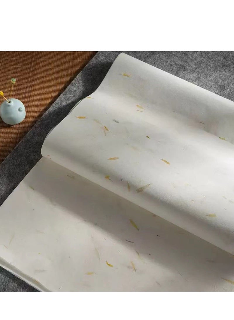 SYOSI 60 Pcs Mulberry Paper Sheets Real Flowers in Rice Paper for Art and Crafts Handmade Decoupage Vintage Craft Paper Sheets for Calligraphy Drawing Writing Art Decoupage Yellow Flower - Image 3