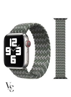 Replacement Braided Solo Loop Apple Watch Band for 41/40/38 mm Small Green/Grey