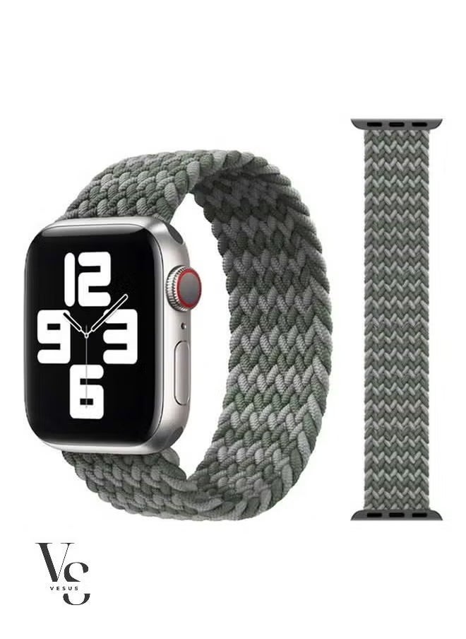 vesus - Replacement Braided Solo Loop Apple Watch Band for 41/40/38 mm Small Green/Grey - Image 1