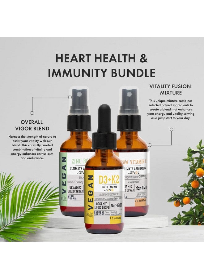 GIVOL Immunity Support Pack - Raw Vitamin C, D3 & K2 Liquid, Zinc Picolinate - Premium Heart Health Vitamins w/Essential Minerals, Antioxidant Properties, & Cardiovascular Benefits - 180 Days Supply - Image 3