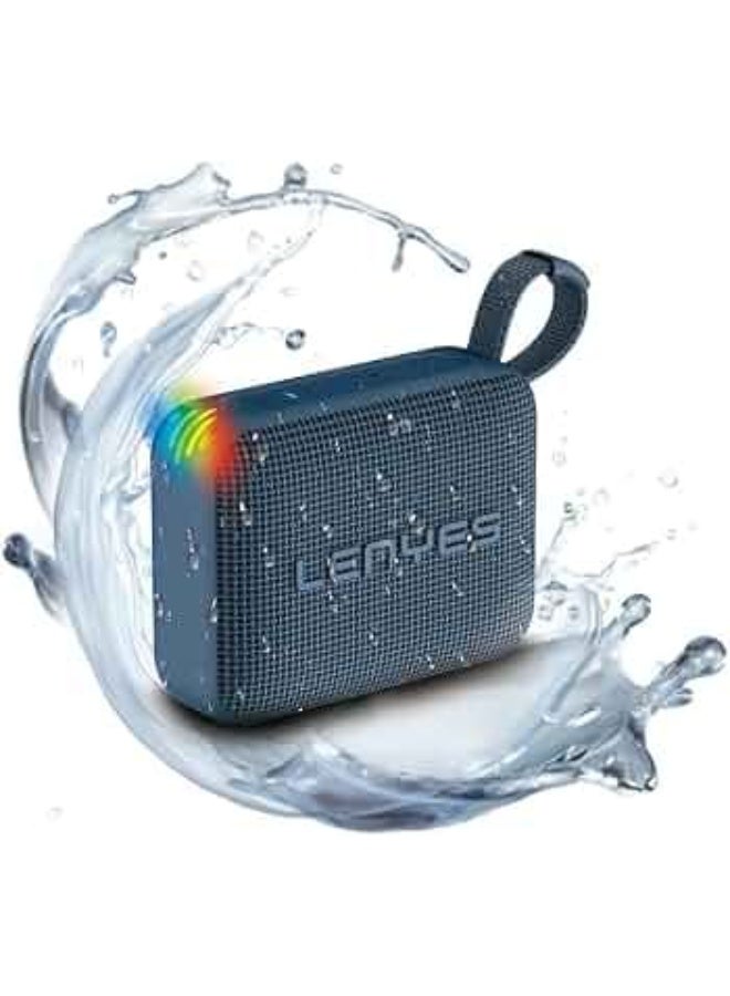 لينيس مكبر صوت بلوتوث صغير الحجم Lenyes S216 بقوة 6 واط مقاوم للماء بمعيار IPX7 صوت جهير عميق ستيريو TWS بلوتوث 5.3 يدعم بطاقة ذاكرة TF ومزود بحزام حمل صغير الحجم وخفيف الوزن أزرق - Image 2