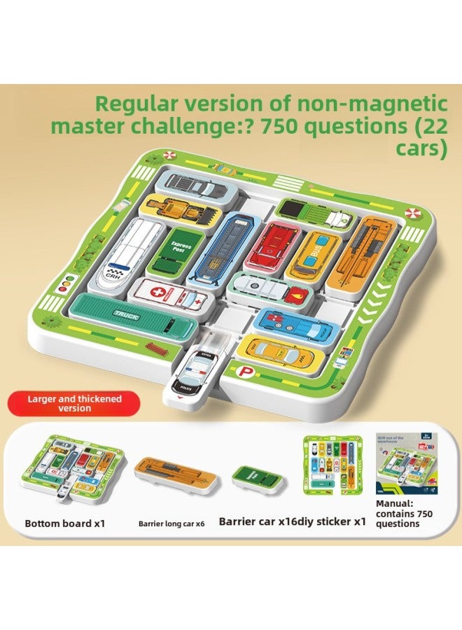 Puzzle Moving Car Depot Magnetic Suction Car Huarong Road Sliding Puzzle Digital Children's Thinking Training Customs Toys-Color:Non-magnetic Model-maze Huarong Road 22 Cars [750 Levels]-Specifications:Mail Order Box  - Image 1
