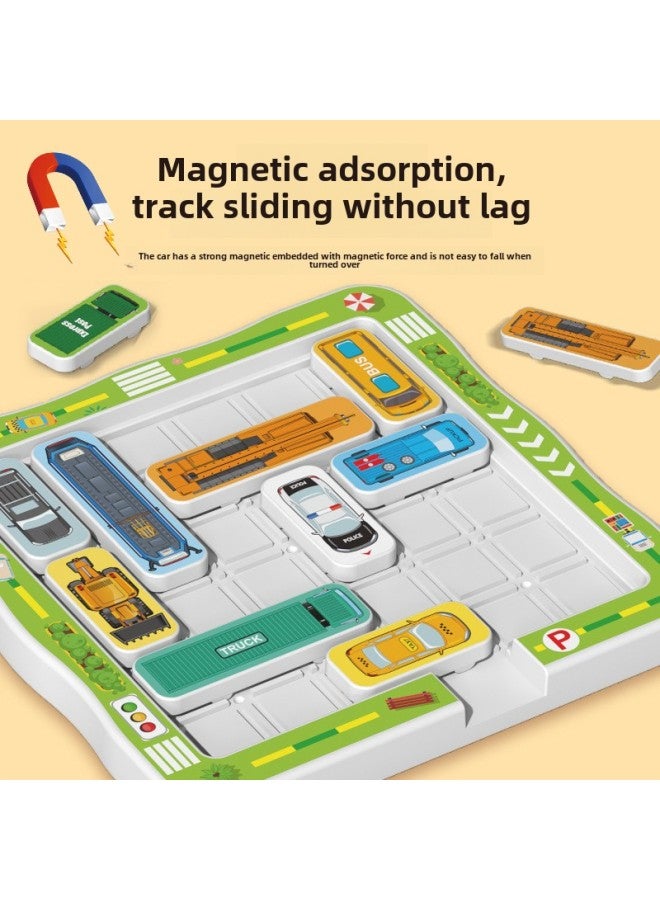 Puzzle Moving Car Depot Magnetic Suction Car Huarong Road Sliding Puzzle Digital Children's Thinking Training Customs Toys-Color:Non-magnetic Model-maze Huarong Road 22 Cars [750 Levels]-Specifications:Mail Order Box  - Image 4