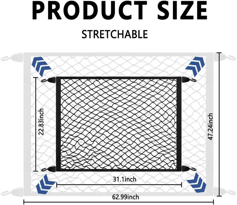 Figpade Cargo Net for SUV,Upgraded Highly Elastic Truck Cargo Net with Trunk Net Hooks - Stretch to 62.99"X47.24",Premium Truck Bed Netting for Cargo for Car Organizer and Storage - Image 2