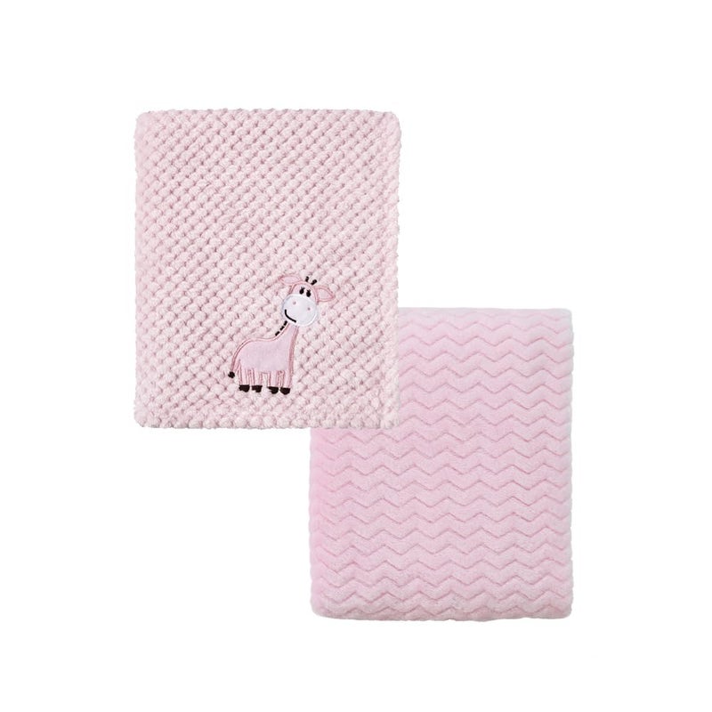 CREVENT 2Pcs 30X40 Cute Cozy Fluffy Warm Baby Blankets for Infants Toddlers Bedding Crib Cot Stroller Giraffe Pink - Image 2