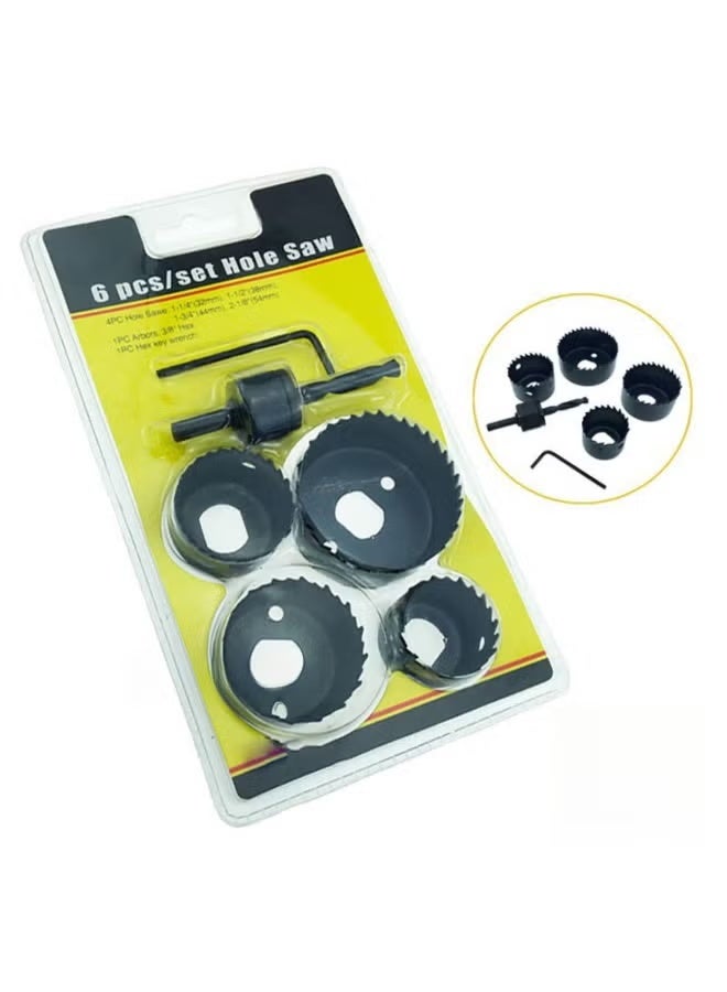 Green Tiger 6-Piece Hole Saw Set for Wood and Soft Materials - Multi-Diameter Kit (32mm to 44mm