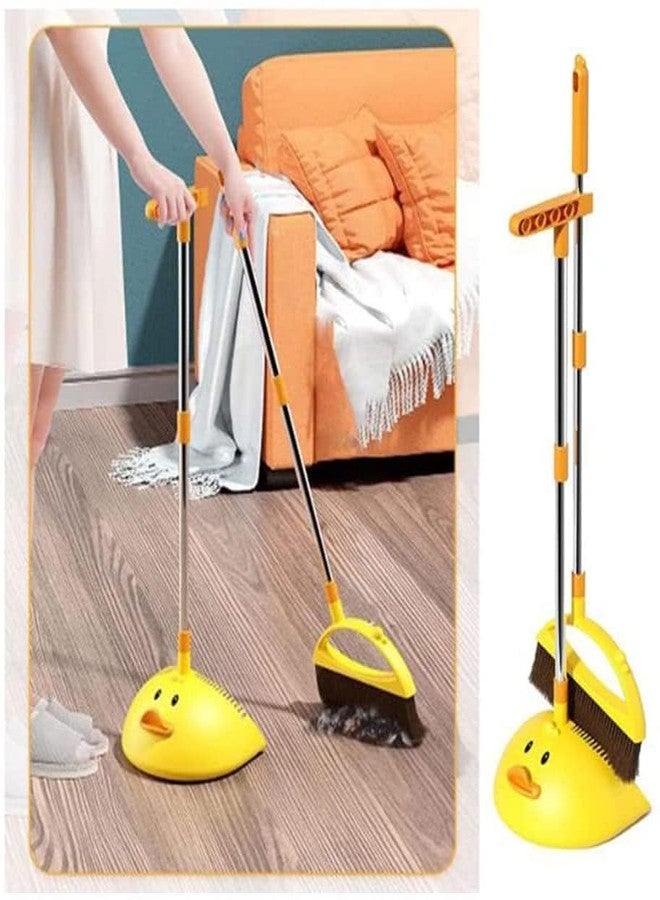 Hyever Cute Duck Cleaning Broom and Dustpan Set with Long Handle Stand Up Broom and Dustpan for Home Kitchen Room Office, Outdoor Indoor (Yellow) - Image 4